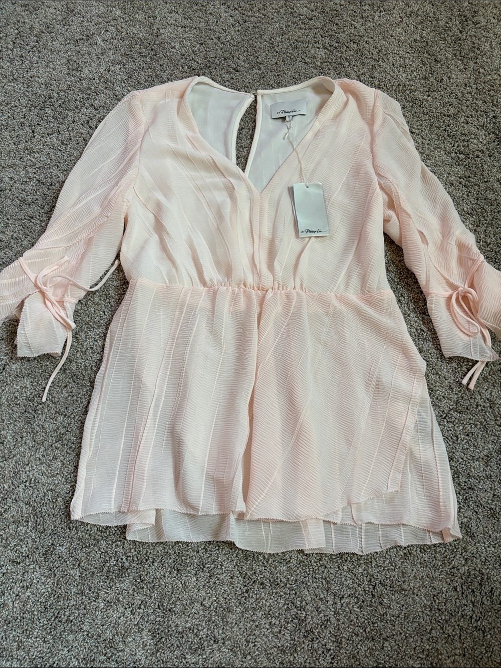 3.1 Phillip Lim Light Pink V-Neck Peplum Tunic